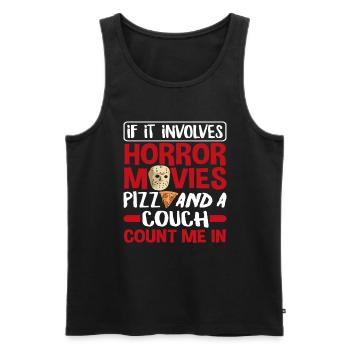Horror Movies Pizza Movie Night - Men's Premium Organic Tank Top - black - Front - AI Model Male 178 light (178cm)
