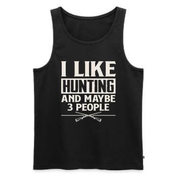 J’aime la chasse et 3 personnes - Débardeur bio Premium Homme - noir - Devant - Michal (187cm)