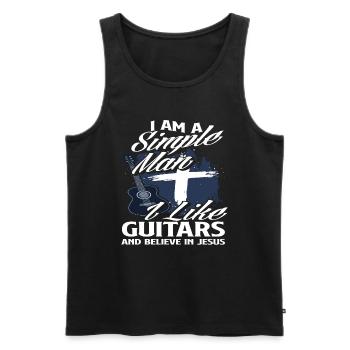 Guitar Jesus Mann - Men's Premium Organic Tank Top - black - Front - Michal (187cm)