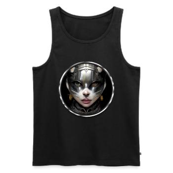 Cat Lady in Armor Jeu de rôle fantastique - Débardeur bio Premium Homme - noir - Devant - AI Model Male 178 light (178cm)