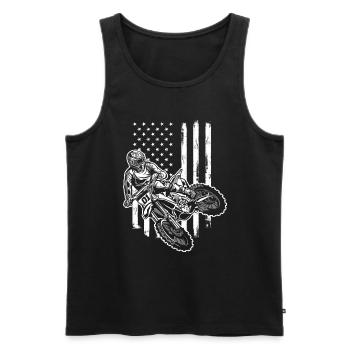 Motocross USA American Flag Racing - Débardeur bio Premium Homme - noir - Devant - Michal (187cm)