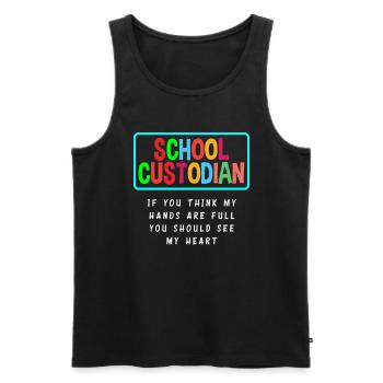 School Janitor Heart Profession Passion - Men's Premium Organic Tank Top - black - Front - Michal (187cm)