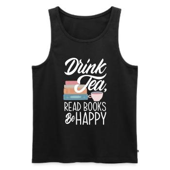 Tea Drinking Books Reading Hobby Gift - Men's Premium Organic Tank Top - black - Front - Michal (187cm)
