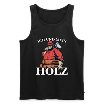 Lustiger Spruch Holz hacken für Holzfäller mit Axt - Männer Premium Bio Tank Top - Schwarz - Vorne - Michal (187cm)