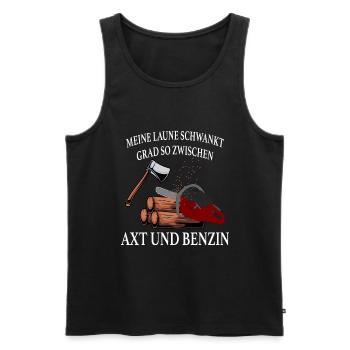 Lustiger Spruch Holzfäller mit Axt Kettensäge - Männer Premium Bio Tank Top - Schwarz - Vorne - Michal (187cm)