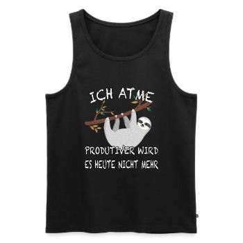 Lustiger Faultier Spruch für Faulenzer - Männer Premium Bio Tank Top - Schwarz - Vorne - Michal (187cm)