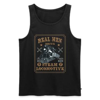 Steam locomotive and railway drive engine driver - Men's Premium Organic Tank Top - black - Front - Michal (187cm)