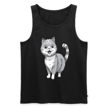 Chat souriant pour les amoureux des chats - Débardeur bio Premium Homme - noir - Devant - Michal (187cm)