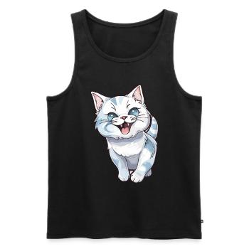 Laughing cute kitten for cat lovers - Men's Premium Organic Tank Top - black - Front - Michal (187cm)
