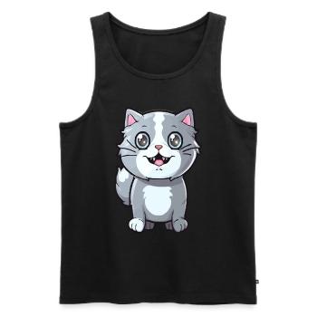 Chaton mignon avec œil de chat pour les propriétaires de chats - Débardeur bio Premium Homme - noir - Devant - Michal (187cm)