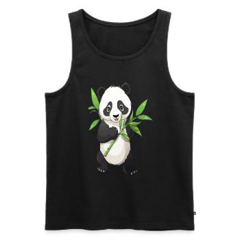 Panda with bamboo - Men's Premium Organic Tank Top - black - Front - AI Model Male 178 light (178cm)