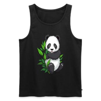 Panda with bamboo branch - Men's Premium Organic Tank Top - black - Front - AI Model Male 178 light (178cm)