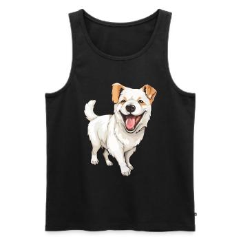 Rire chien mignon - Débardeur bio Premium Homme - noir - Devant - AI Model Male 178 light (178cm)