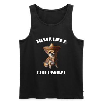 Chihuahua portant un sombrero Fiesta dicton - Débardeur bio Premium Homme - noir - Devant - AI Model Male 178 light (178cm)