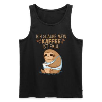 Kaffee Faultier Spruch mein Kaffee ist faul - Männer Premium Bio Tank Top - Schwarz - Vorne - AI Model Male 178 light (178cm)