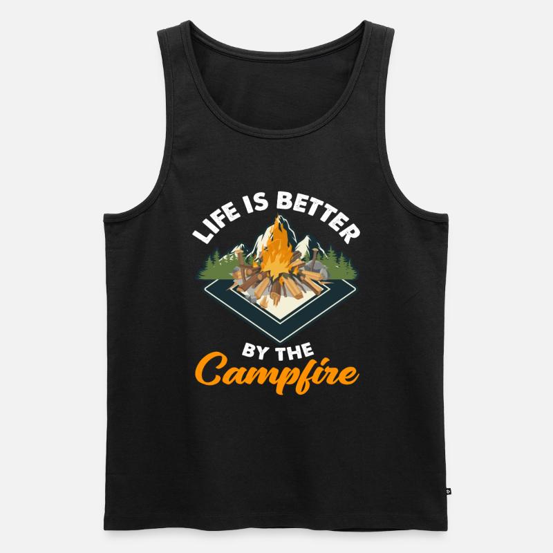 Leben Lagerfeuer Camping Camper - Männer Premium Bio Tank Top - Schwarz