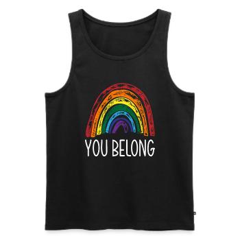 LGBTQ Regenbogen Stolz - Männer Premium Bio Tank Top - Schwarz - Vorne - Michal (187cm)