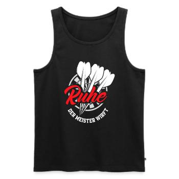 Calm The Master Throws Dart Dart Player - Men's Premium Organic Tank Top - black - Front - AI Model Male 178 light (178cm)