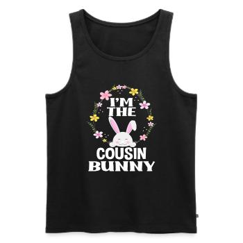 Je suis cousin lapin de Pâques Couronne florale Pâques - Débardeur bio Premium Homme - noir - Devant - Michal (187cm)