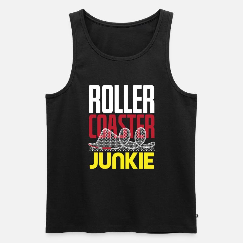Achterbahn Junkie - Männer Premium Bio Tank Top - Schwarz