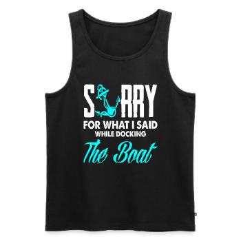 Sailor Sailing Boat Mooring Saying - Men's Premium Organic Tank Top - black - Front - Michal (187cm)