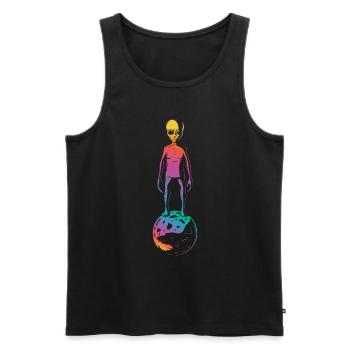 Colorful Alien Planet Gift - Men's Premium Organic Tank Top - black - Front - AI Model Male 178 light (178cm)