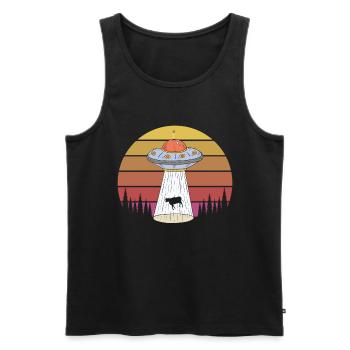 Retro Alien Abduction Cow Animals - Men's Premium Organic Tank Top - black - Front - Michal (187cm)
