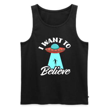 Alien Flying Saucer Alien Life - Men's Premium Organic Tank Top - black - Front - Michal (187cm)