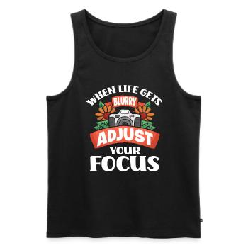 Photographer Photographer Blurred Focus - Men's Premium Organic Tank Top - black - Front - AI Model Male 178 light (178cm)