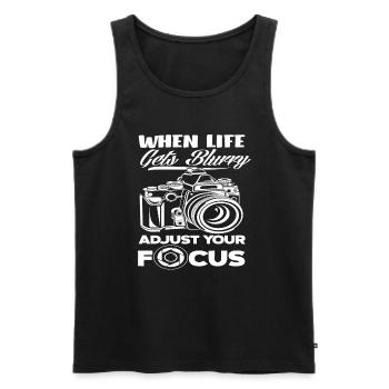 Photographer Focusing - Men's Premium Organic Tank Top - black - Front - AI Model Male 178 light (178cm)