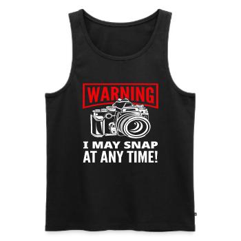 Photographer Photographer Warning - Men's Premium Organic Tank Top - black - Front - Michal (187cm)