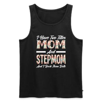 Deux titres Maman Belle-mère - Débardeur bio Premium Homme - noir - Devant - AI Model Male 178 light (178cm)