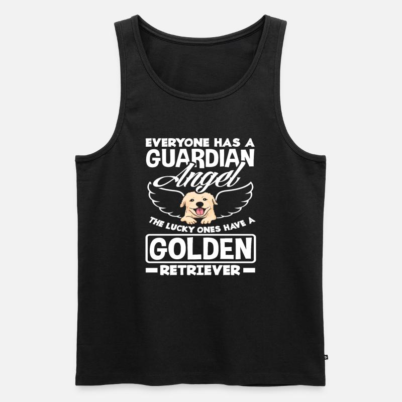 Golden Retriever Schutzengel Spruch - Männer Premium Bio Tank Top - Schwarz