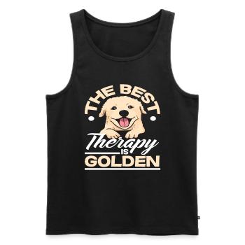 Best Therapy Golden Retriever - Men's Premium Organic Tank Top - black - Front - AI Model Male 178 light (178cm)