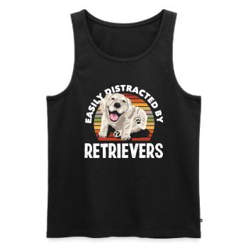 Retro Golden Retriever Dog Holder - Men's Premium Organic Tank Top - black - Front - Michal (187cm)