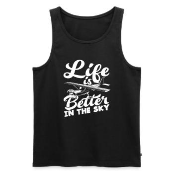 Pilot Leben ist Besser Im Himmel - Männer Premium Bio Tank Top - Schwarz - Vorne - Michal (187cm)