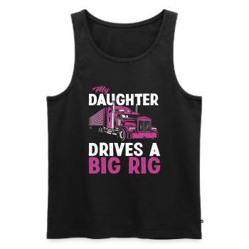 Chauffeur de camion fille père - Débardeur bio Premium Homme - noir - Devant - AI Model Male 178 light (178cm)