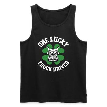 St. Patrick's Day Truck Driver Shamrock - Men's Premium Organic Tank Top - black - Front - Michal (187cm)