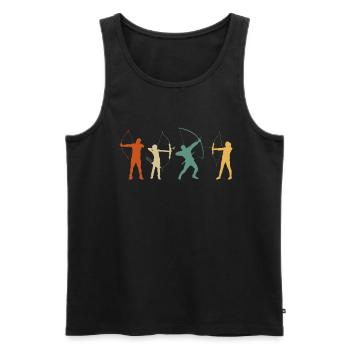 Retro Bogenschießen - Männer Premium Bio Tank Top - Schwarz - Vorne - AI Model Male 178 light (178cm)