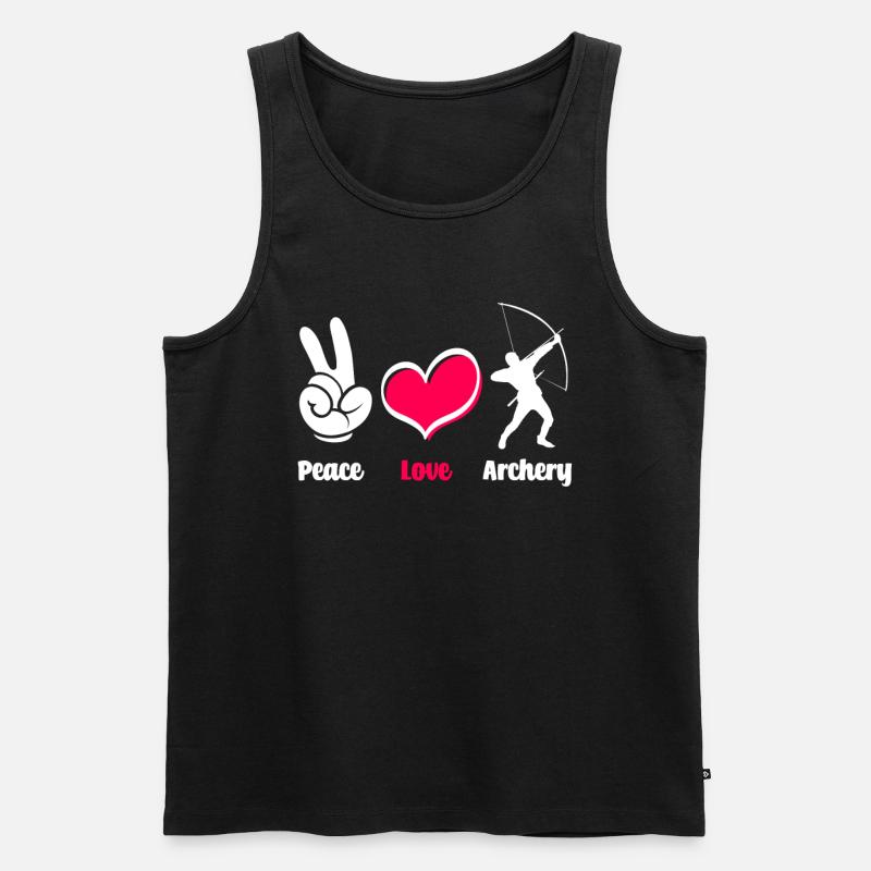 Bogen Friede Liebe Bogenschießen - Männer Premium Bio Tank Top - Schwarz