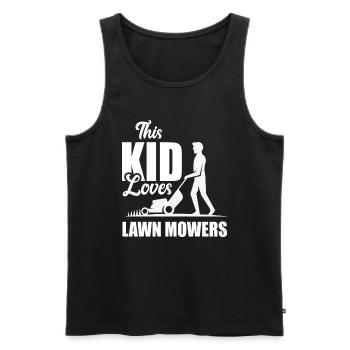 Landschaftsgärtner Kind Rasen Mähen - Männer Premium Bio Tank Top - Schwarz - Vorne - AI Model Male 178 light (178cm)