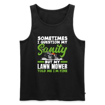 Landschaftsgärtner Vernunft Rasenmäher - Männer Premium Bio Tank Top - Schwarz - Vorne - AI Model Male 178 light (178cm)