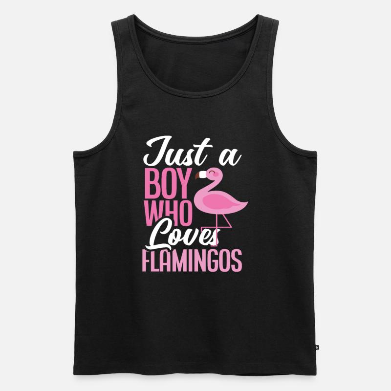 Flamingo Junge Liebt Tier - Männer Premium Bio Tank Top - Schwarz
