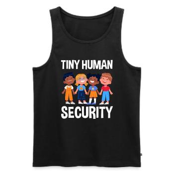 Little people safety daycare center - Men's Premium Organic Tank Top - black - Front - AI Model Male 178 light (178cm)