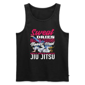 La sueur sèche les tissus sanguins, les os guérissent le Jiu Jitsu - Débardeur bio Premium Homme - noir - Devant - Michal (187cm)