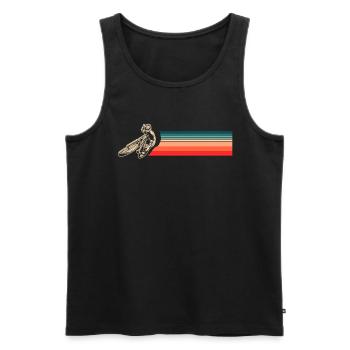 Vintage motorcyclist with retro stripes - Men's Premium Organic Tank Top - black - Front - Michal (187cm)