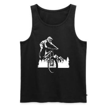 Aventure en VTT en forêt - Débardeur bio Premium Homme - noir - Devant - Michal (187cm)