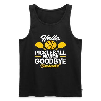 Hello Pickleball Season Goodbye Husband - Men's Premium Organic Tank Top - black - Front - Michal (187cm)