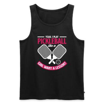Yeah, Ich Spiele Pickleball Wie Ein Mädchen Willst - Männer Premium Bio Tank Top - Schwarz - Vorne - Michal (187cm)