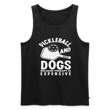 Le pickleball et les chiens parce que la thérapie coûte cher - Débardeur bio Premium Homme - noir - Devant - Michal (187cm)
